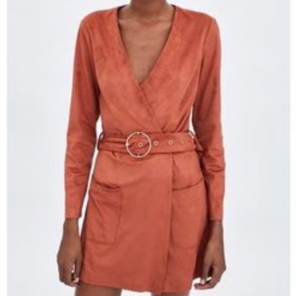 Orange Faux Suede Romper - Picture 2 of 2